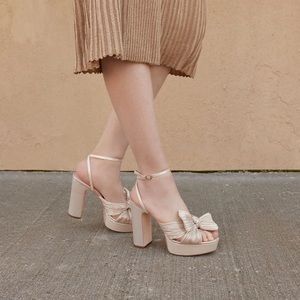 New Loeffler Randall Natalia Platinum Penny Heels sz 7.5
